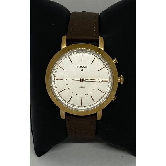 Fossil FTW5007 Women's Brown Leather White Analog Dial Hybrid Smartwatch XX769 - Picture 1 of 12